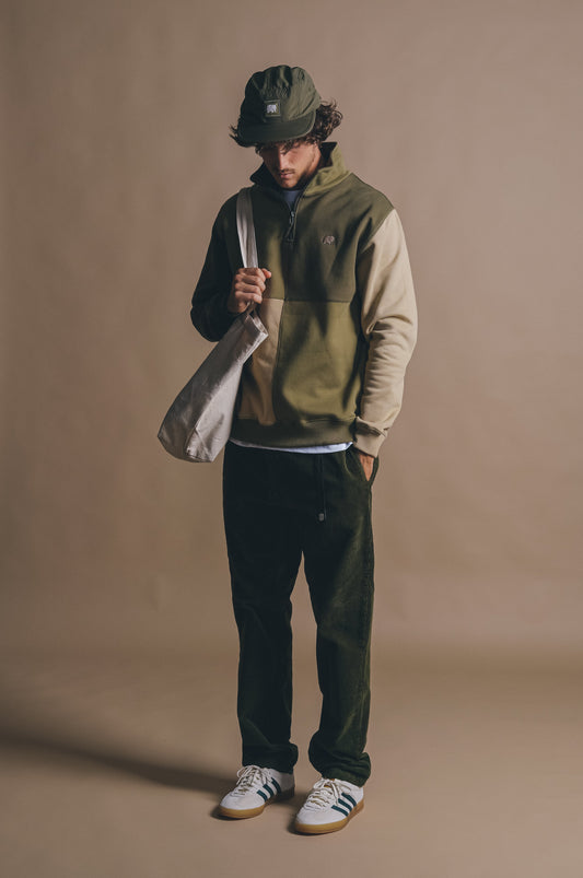 Color Block Half Zip Sweatshirt Gothic Olive