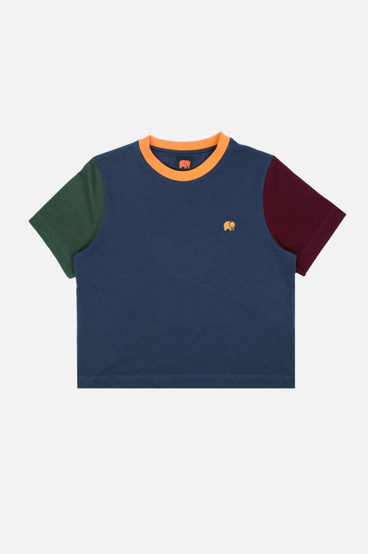 Women's Color Block T-Shirt Trendsplant Blue - front