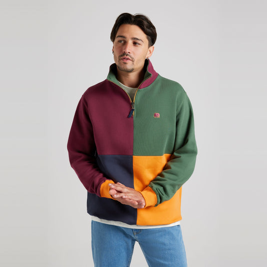 Color Block Half Zip Sweatshirt Harlequin