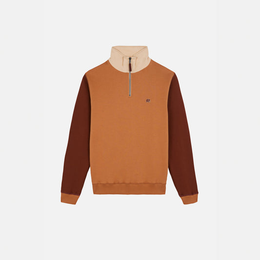 Color Block Quarter Zip Sweatshirt Cashew