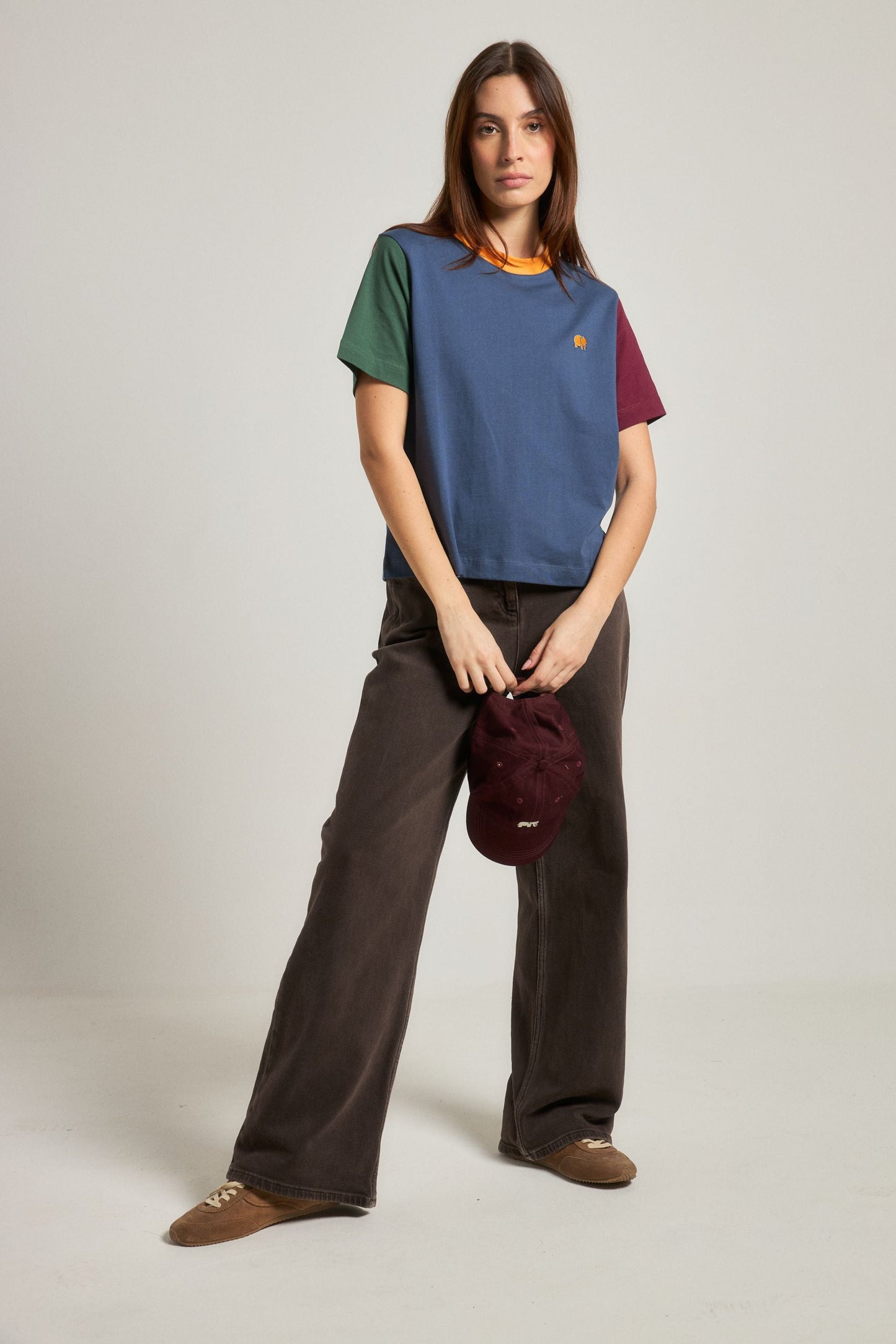 Women's Color Block T-Shirt Trendsplant Blue - model front