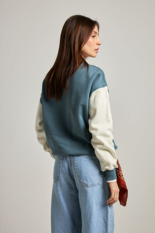 Women's Color Block Oversized Sweatshirt Deep Spruce