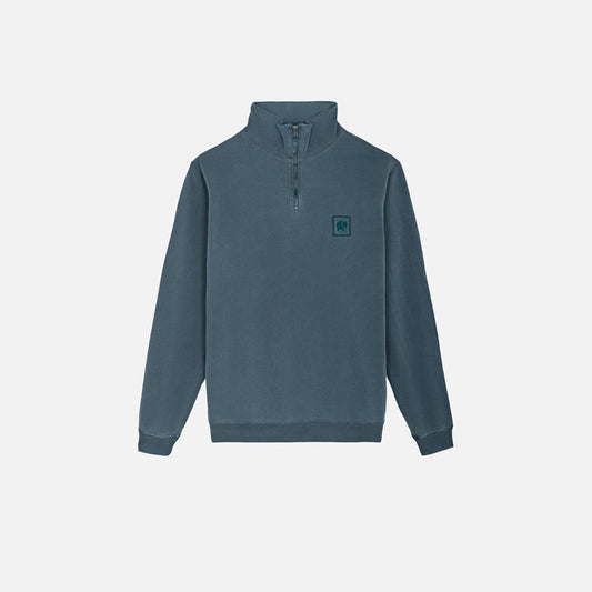 Sauce Pigment Dyed Quarter Zip Sweatshirt Elm Green