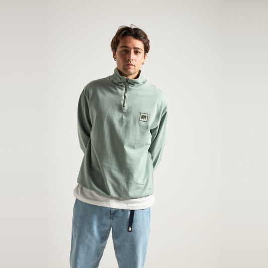Sauce Pigment Quarter Zip Sweatshirt Silver Green
