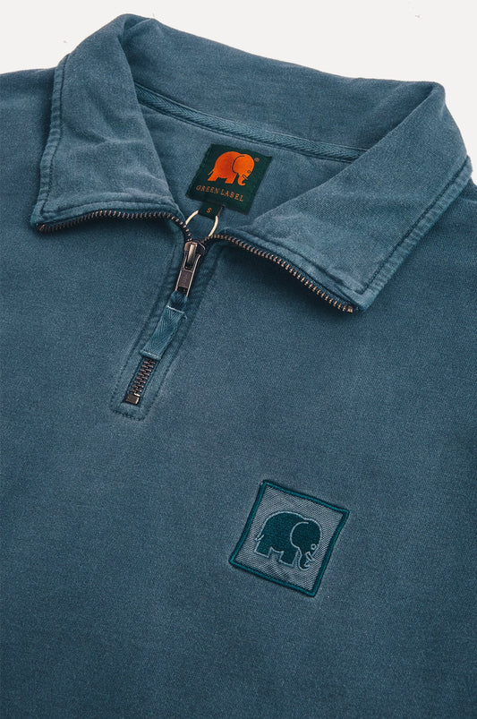 Sauce Pigment Dyed Quarter Zip Sweatshirt Elm Green