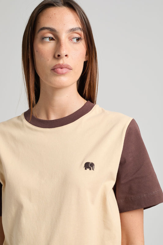 Women's Color Block T-Shirt Gray Sand