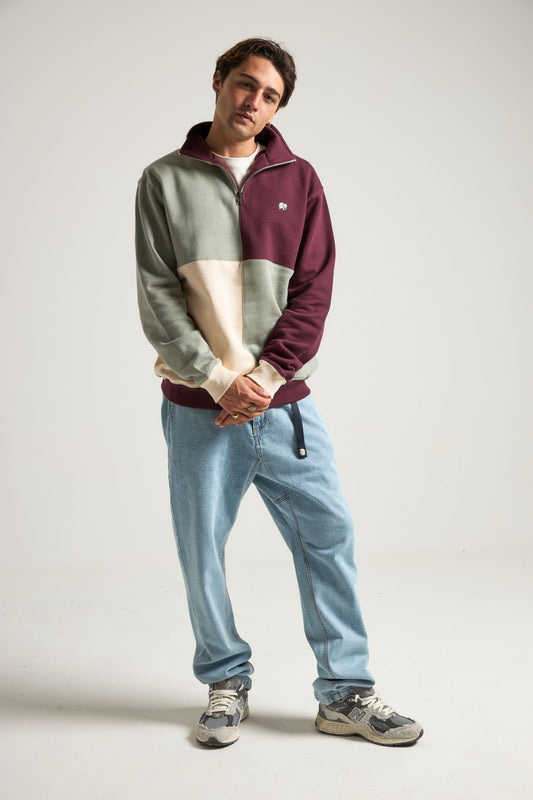 Color Block Quarter Zip Sweatshirt