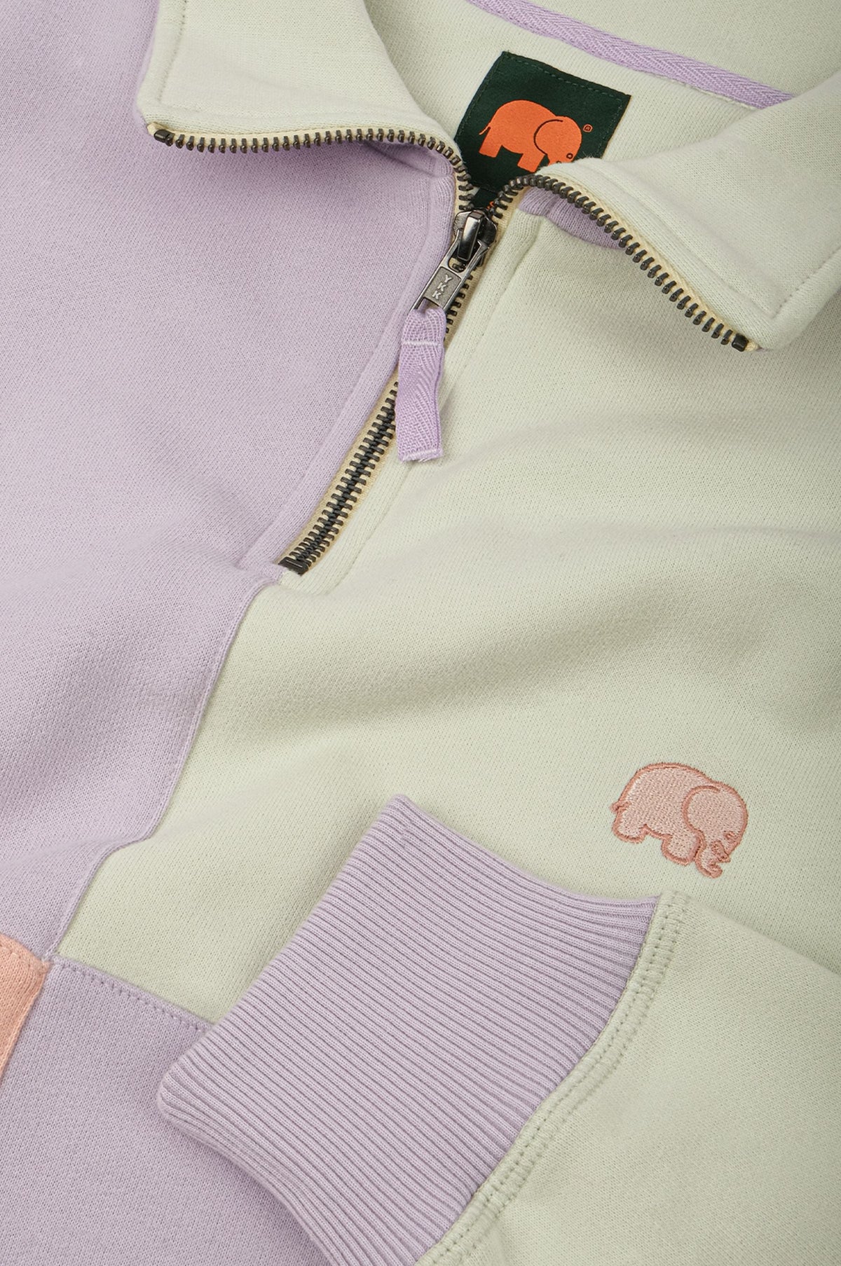 Women's Oversized Color Block Half Zip Sweatshirt Lavender