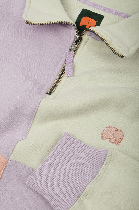 Women's Oversized Color Block Half Zip Sweatshirt Lavender