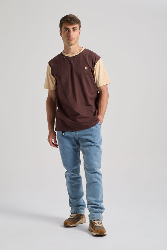 Color Block T-Shirt Solemnity Brown