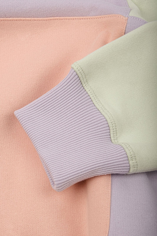 Women's Oversized Color Block Half Zip Sweatshirt Lavender