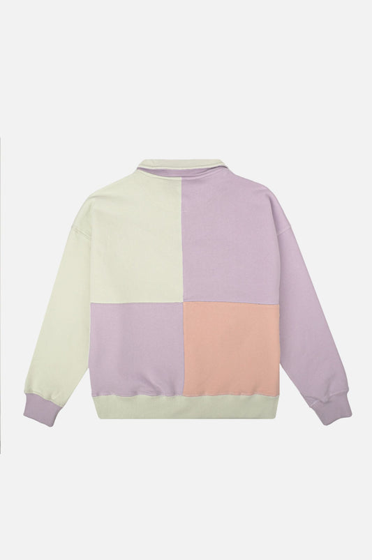Women's Oversized Color Block Half Zip Sweatshirt Lavender