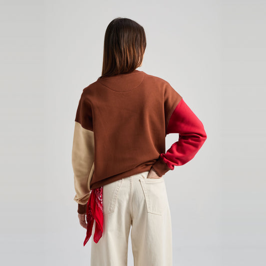 Women's Color Block Sweatshirt Cherry Mahogany