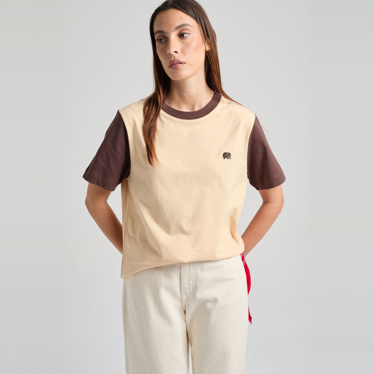 Women's Color Block T-Shirt Gray Sand